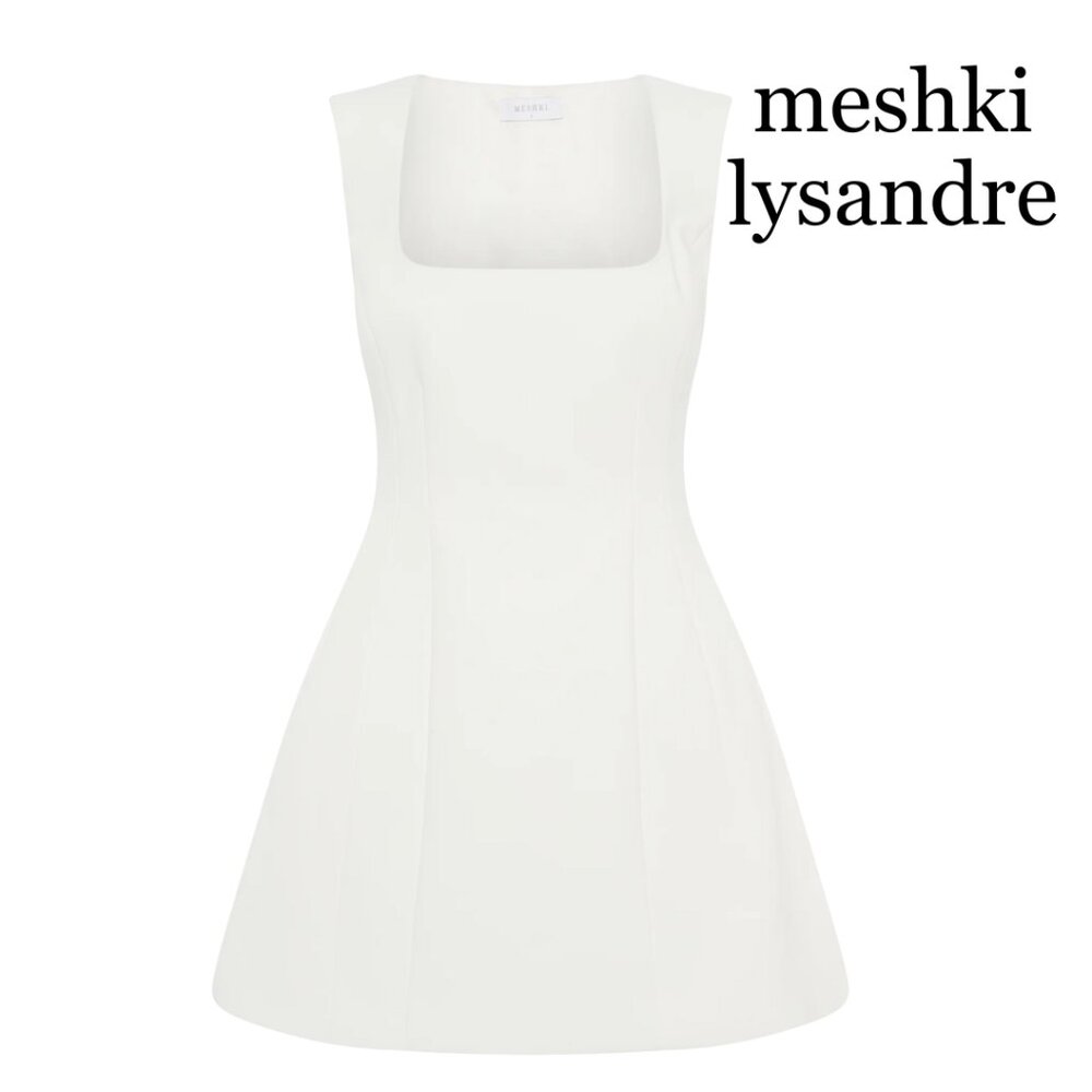 NWT: MESHKI Lynsandre Crepe Mini Dress - Ivory